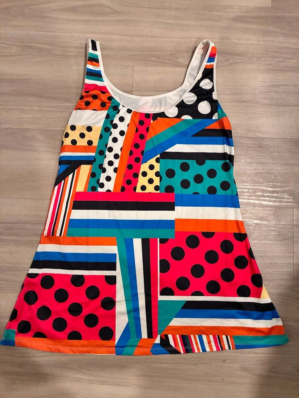 Plus Size Geometric Polka Dot Colorful Print Tank Top 1XL